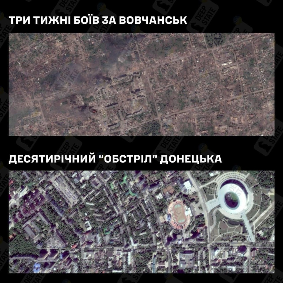 Vovchansk after 3 weeks of russian shelling-Donetsk city after 10 years of supposed Ukrainian...jpeg